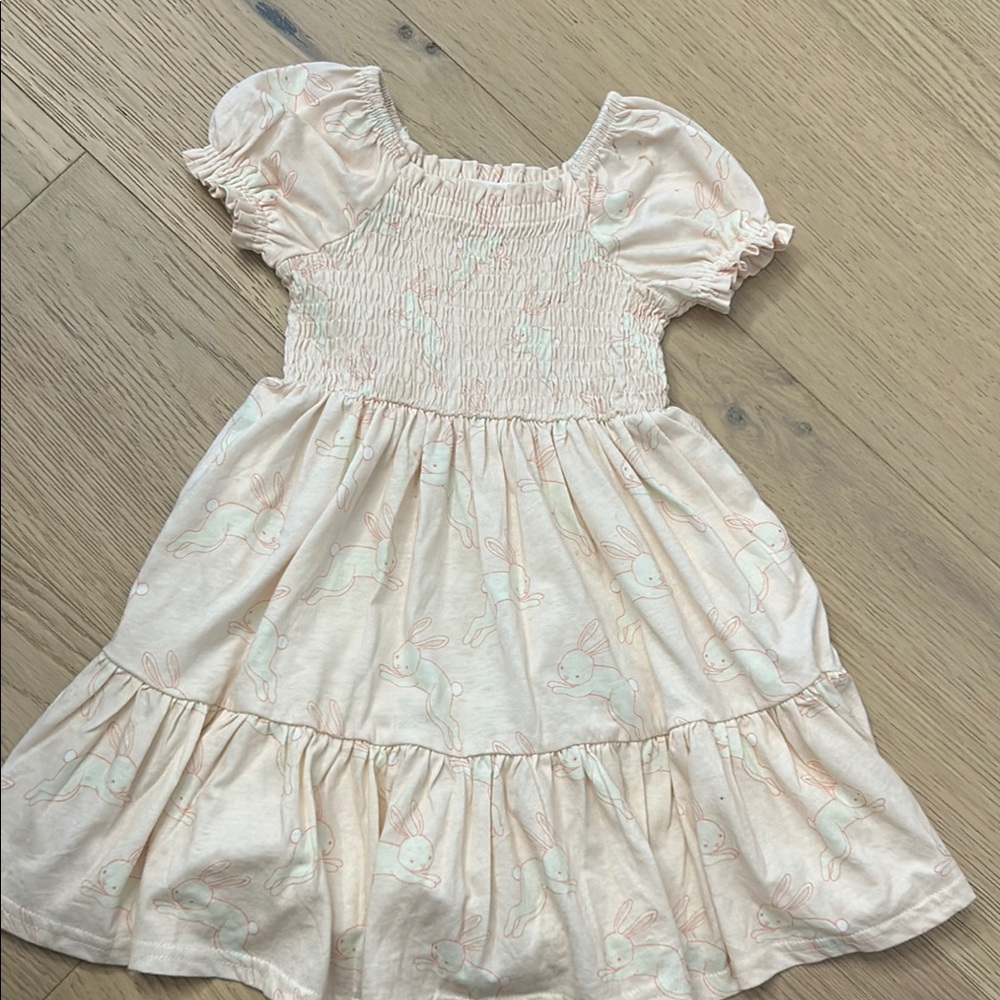 SweetHoney Cream Sundress with Puff Sleeves and Square Neck